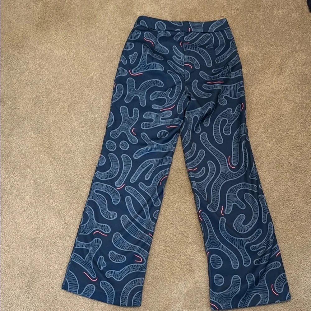 SHEIN Blue and Pink Wide Leg Pants with Psychedelic Pattern